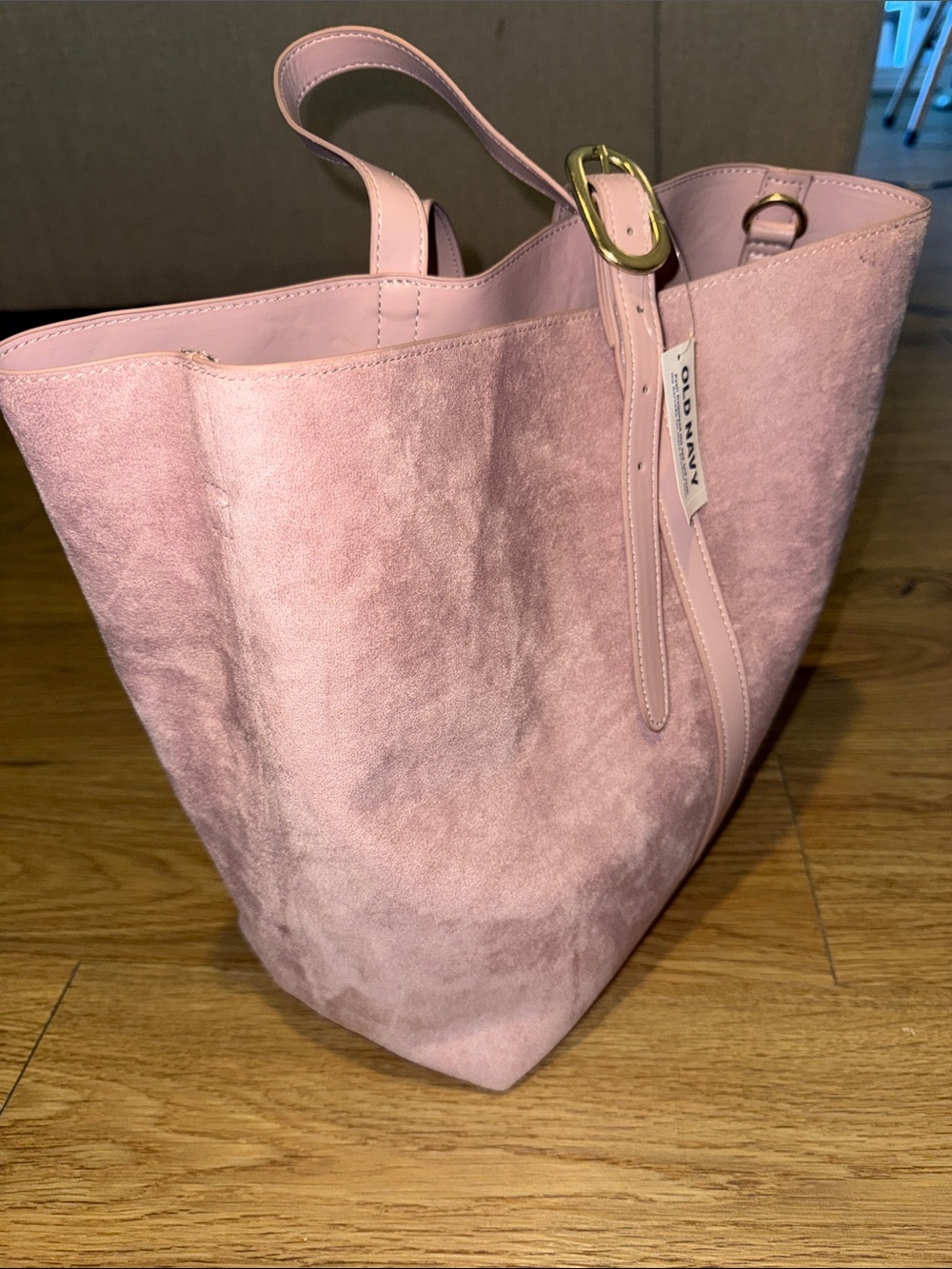 Old Navy Blush Pink Suede-Look Tote with Buckle Strap